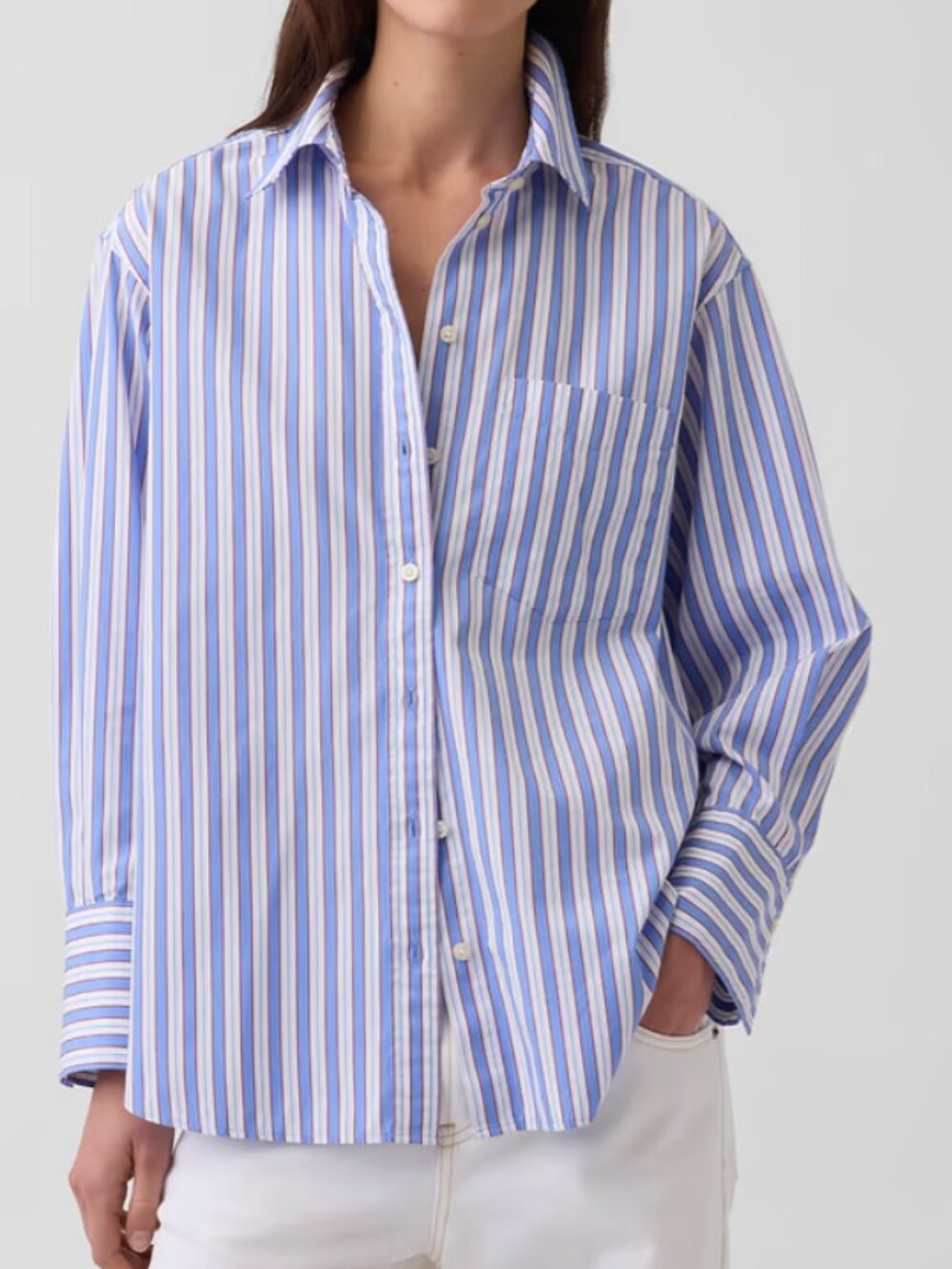 GAP Organic Cotton Poplin Stripe Big Shirt Size Small Tall